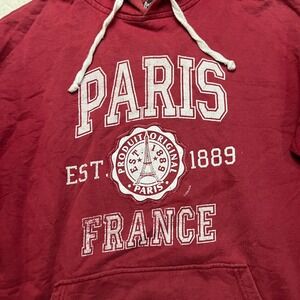 Produit Original Hoodie Mens XL Maroon Paris France Eiffel Tower Graphic 4065